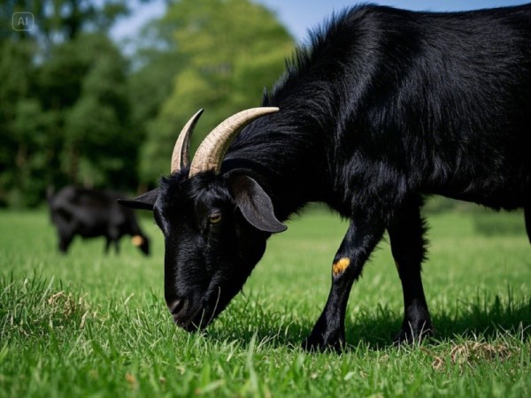 흑염소.가 풀 뜯는 모습