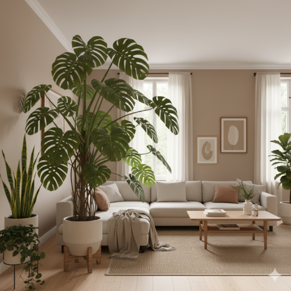 거실의 몬테스라 대형화분