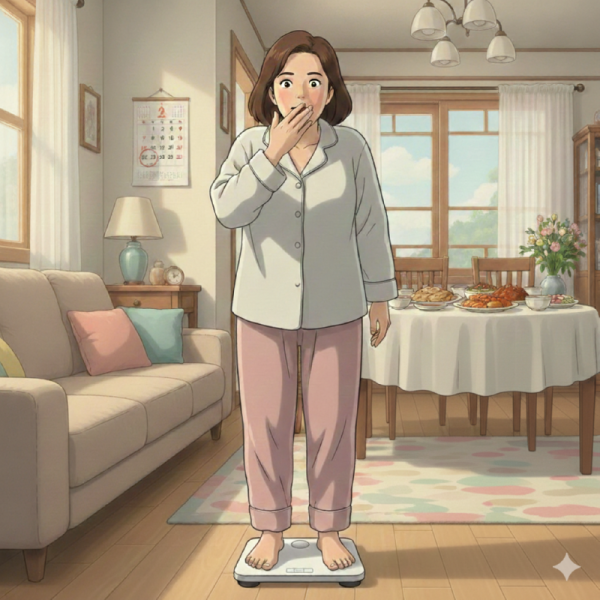명절 지나고 살이 쪄서 놀란 여성